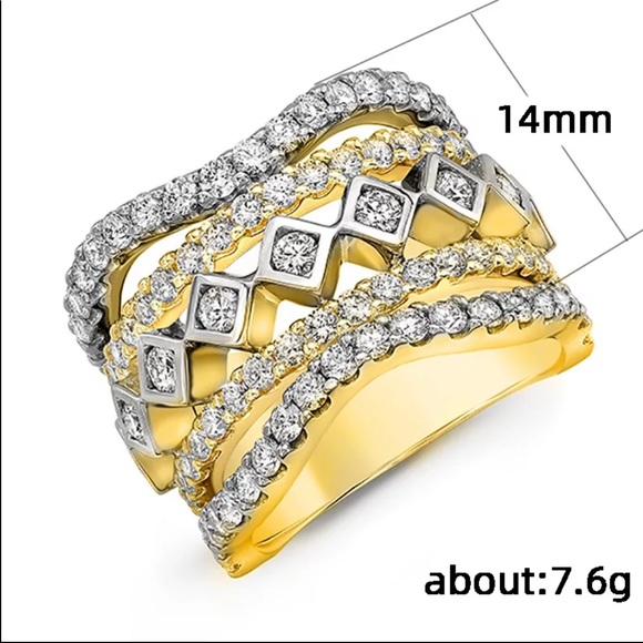 New Luxurious Five Layers Yellow Gold Diamond Ring - Picture 3 of 3
